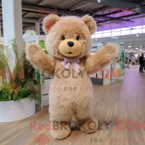Beżowy teddybjørn maskot...