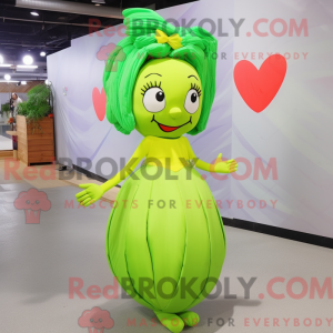 Lime Green Heart mascot...