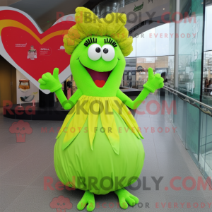 Lime Green Heart mascot...