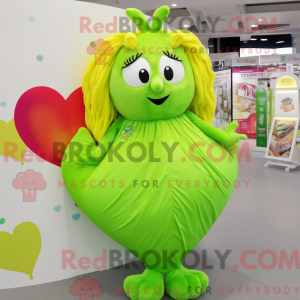 Lime Green Heart mascot...