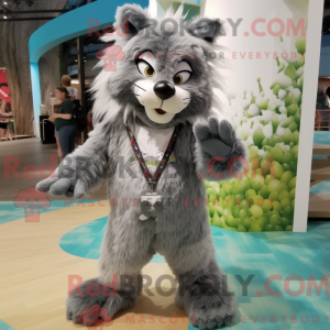 Gray Lynx mascot costume...