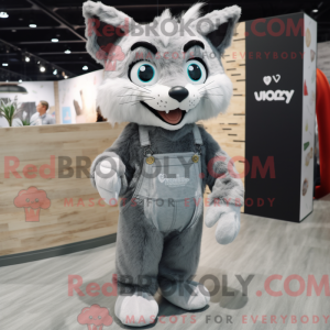 Gray Lynx mascot costume...