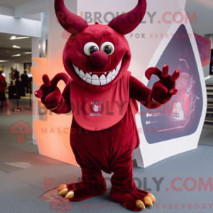 Maroon Devil maskot kostume...