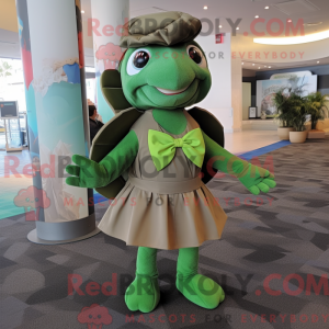 Oliven havskildpadde maskot...