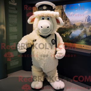 Cream Suffolk Sheep mascot...