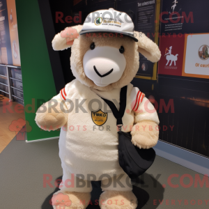 Cream Suffolk Sheep mascot...