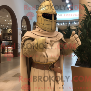 Tan Medieval Knight mascot...