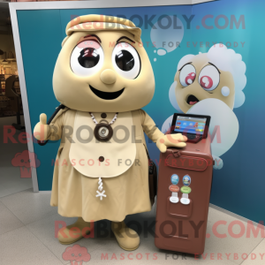 Beige Phone mascot costume...
