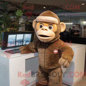 Tan Monkey mascot costume...