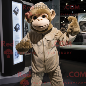 Tan Monkey maskot kostume...