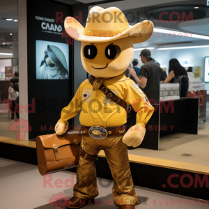 Gold Cowboy mascot costume...