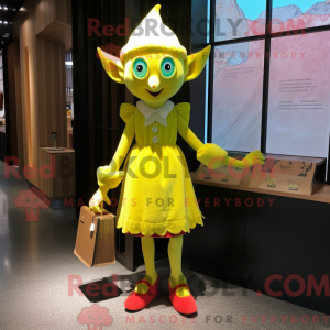 Yellow Elf mascot costume...