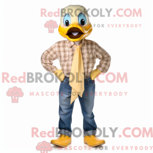 Beige Duck mascot costume...