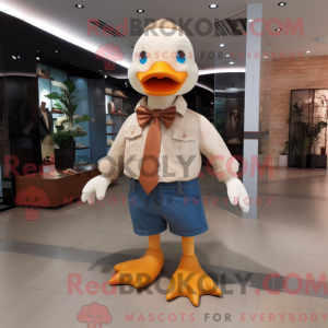 Beige Duck mascot costume...