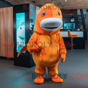 Orange sværdfisk maskot...