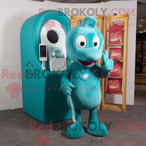 Teal Phone maskot kostume...