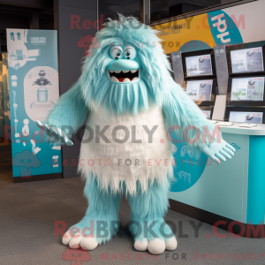 Cyan Yeti maskot kostume...