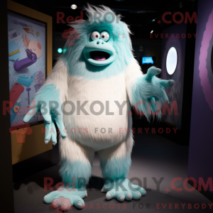 Cyaan Yeti-mascottekostuum...