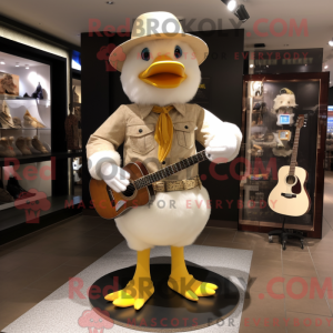 Beige Duck mascot costume...