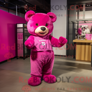 Magenta Teddy Bear maskot...