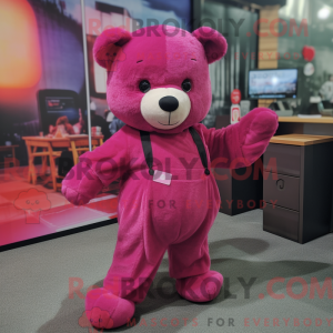 Magenta Teddy Bear maskot...