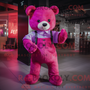 Magenta Teddy Bear maskot...