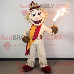 Beige Fire Eater maskot...