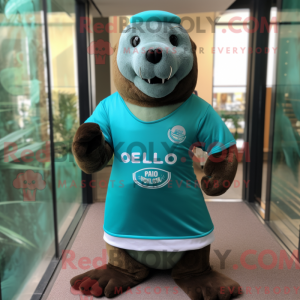 Teal Sea Lion mascot...