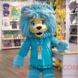 Teal Lion mascotte kostuum...