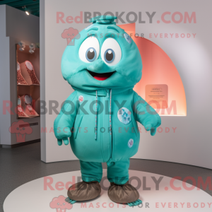 Teal Candy mascot costume...