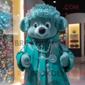 Teal Candy mascot costume...
