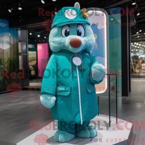 Teal Candy mascot costume...