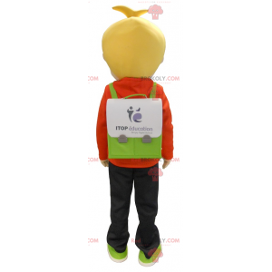 Little blond schoolboy boy mascot - Human Mascots Sizes L (175-180CM)