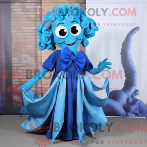Blue Medusa mascot costume...