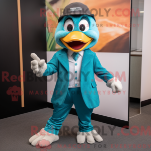 Teal Aglet mascot costume...