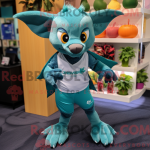 Teal Fruit Bat mascot...