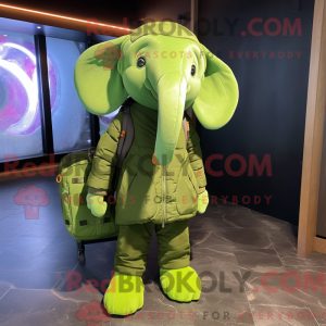 Lime Green Elephant mascot...