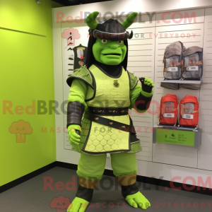 Lime Green Samurai mascot...