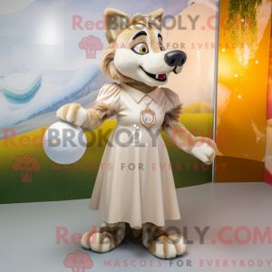 Beige Wolf mascot costume...