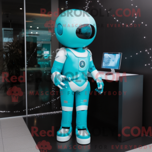 Cyan Astronaut Maskottchen...