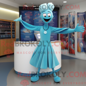 Cyan Acrobat maskot kostume...