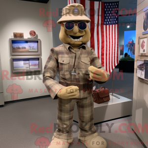 Tan American Soldier mascot...