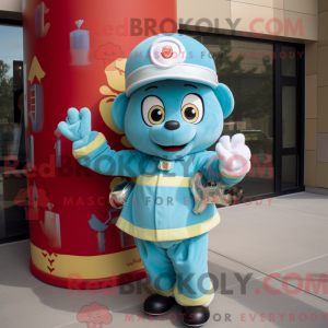 Cyan Fire Fighter maskot...