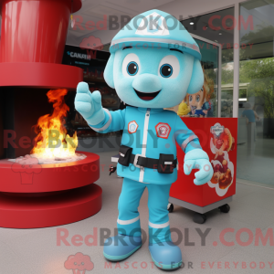 Cyan Fire Fighter maskot...