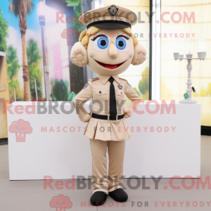 Beige Police Officer mascot...