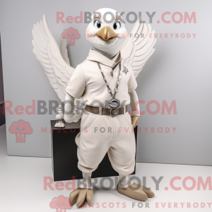 Beige Dove maskot kostume...