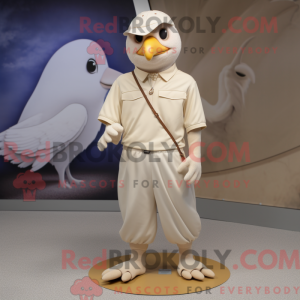 Beige Dove-maskotdraktfigur...