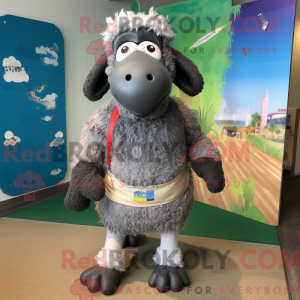 Gray Suffolk Sheep mascot...