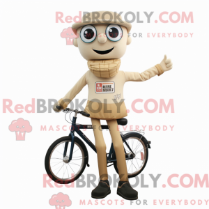 Beige Unicyclist maskot...