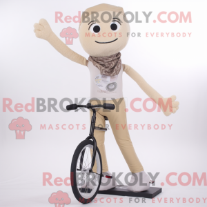 Beige Unicyclist maskot...